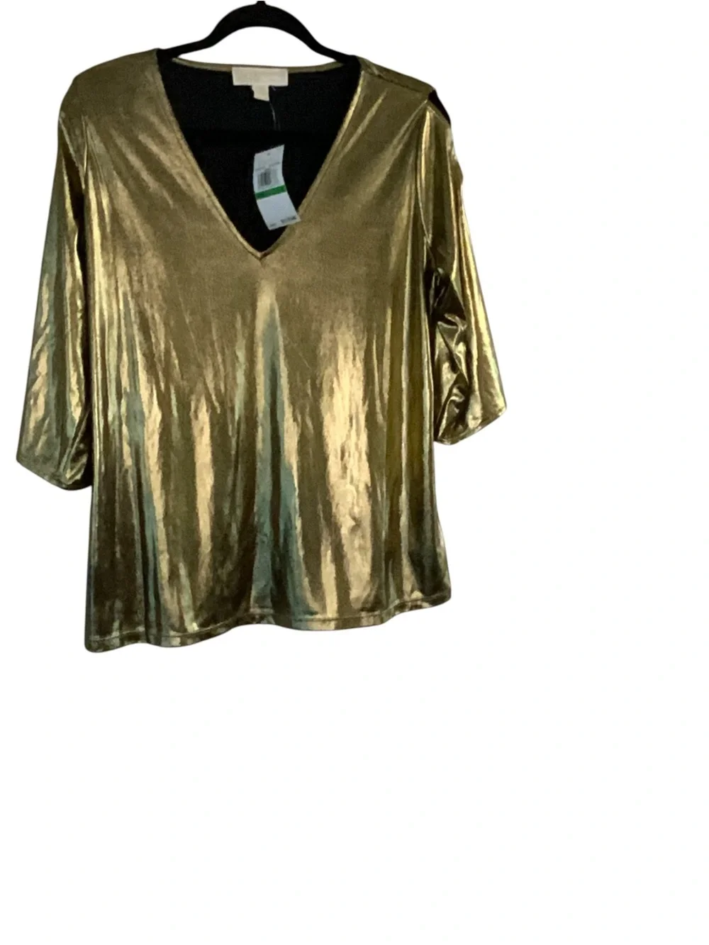 Michael Kors Metallic Gold V-Neck Blouse